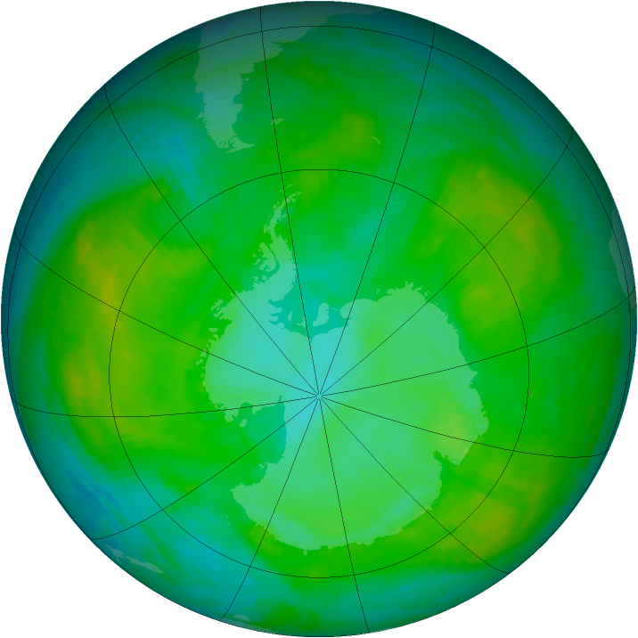 Antarctic ozone map for 09 January 1989